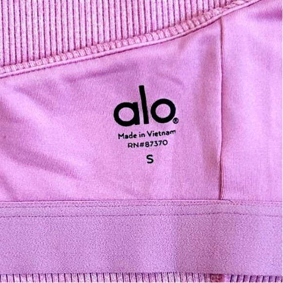 Alo Yoga Alosoft Aura Ribbed Bra Tank Blush Pink S Yoga Workout Crop Top - Picture 8 of 8